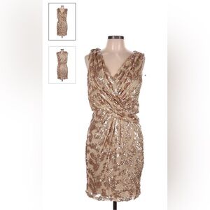 David Meister Gold Sequin Mini Dress - 14